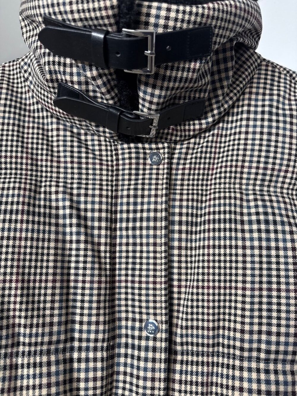 NWT DKNY Faux Fur Collar Zip Front Puffer Coat Heritage Plaid Womens Size Large - Picture 6 of 11